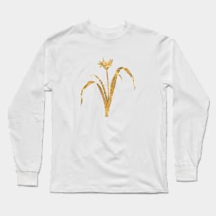 Vintage Gilded Small Flowered Pancratium Botanical Gold Leaf Long Sleeve T-Shirt